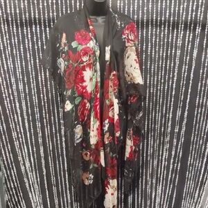 Vibrant Floral Sheer Shawl